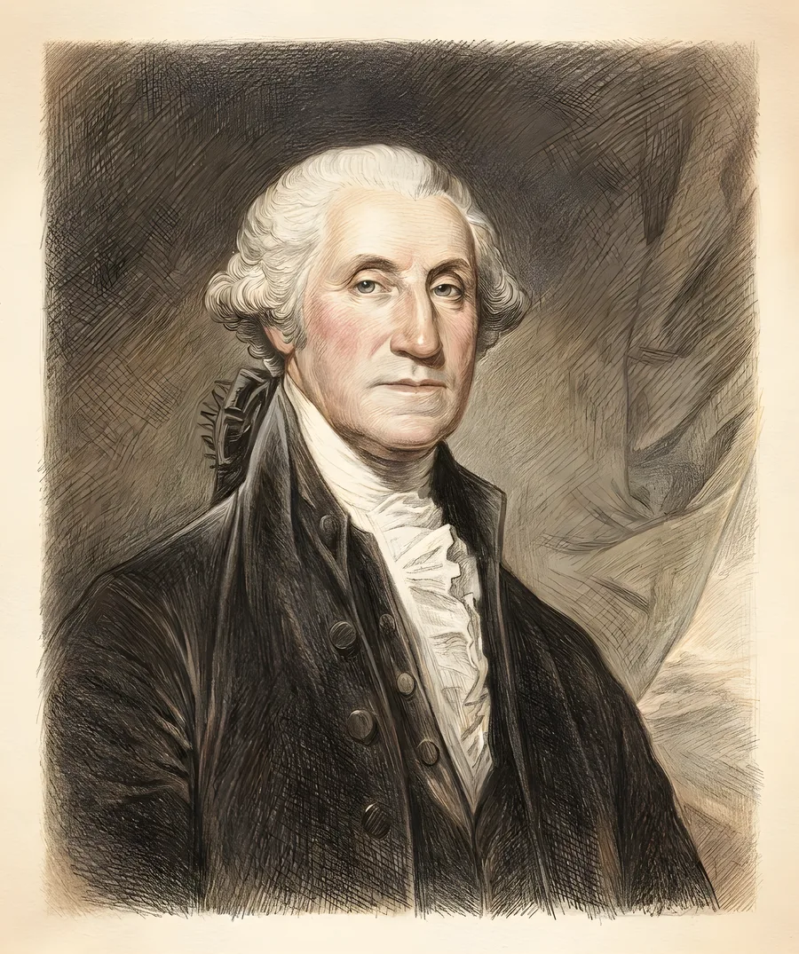 Treated plate after Gilbert Stuart's 1795 portrait of George Washington.